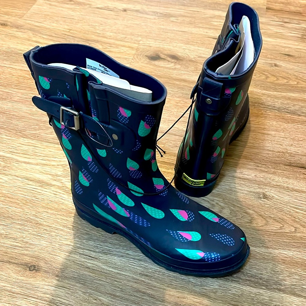 Western Chief Waterproof Rain Boots DOTTY Style Indigo NEW Size 6